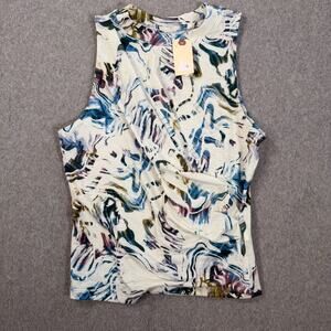 Calia Wrap Front Tissue Tank Women's X-Small in Moss Print Multi Color Active